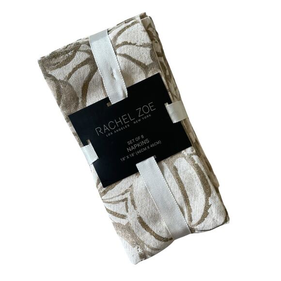 Rachel Zoe Fall Pumpkin Cotton Dinner Napkins 18x18 Beige Gold Fleck Set of 8 - Picture 9 of 12